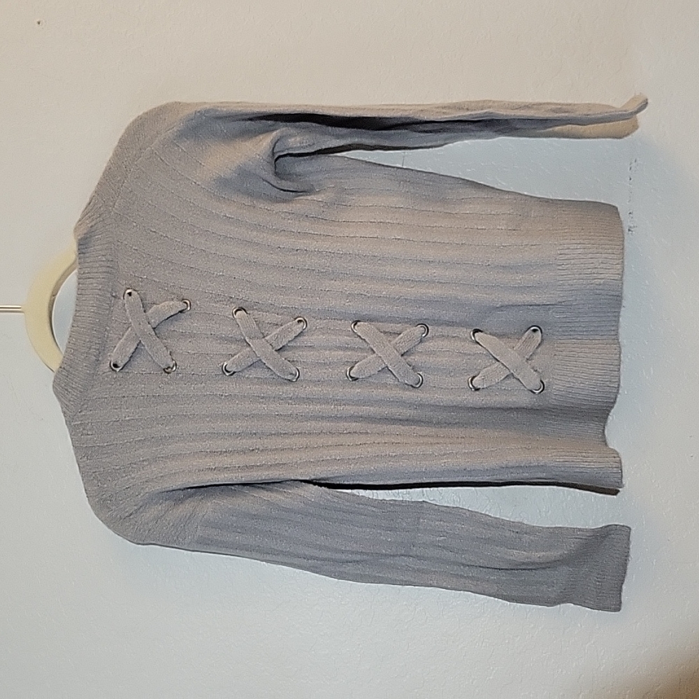 Girls PINK ROSE Grey Medium 10/12 Soft Long Sleeve Sweater